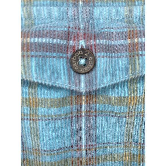 Carbon 2 Cobalt Corduroy Shirt Mens Size Large Teal Blue Plaid Outdoor Normcore - Picture 5 of 9